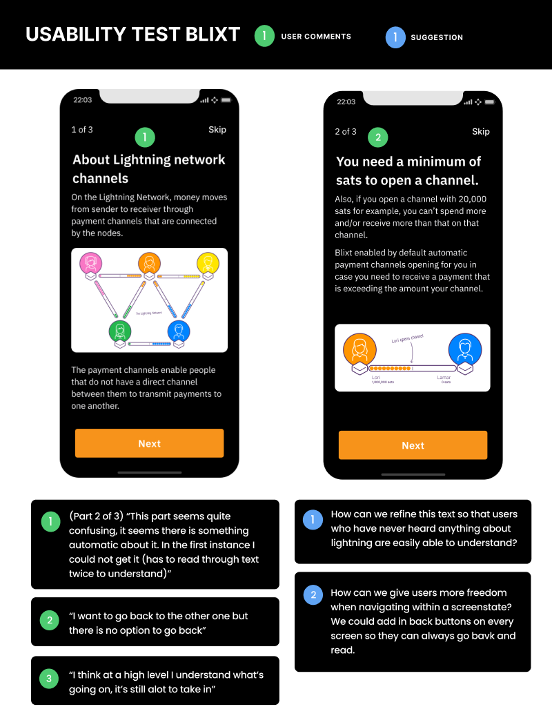 Diagram showing comments from users and which section of the UI they were commenting on